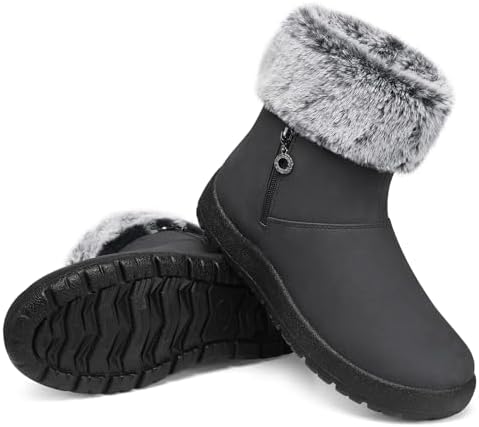 TEMOFON Women Snow Boots Waterproof: Fur Lined Warm Winter Ankle Booties
