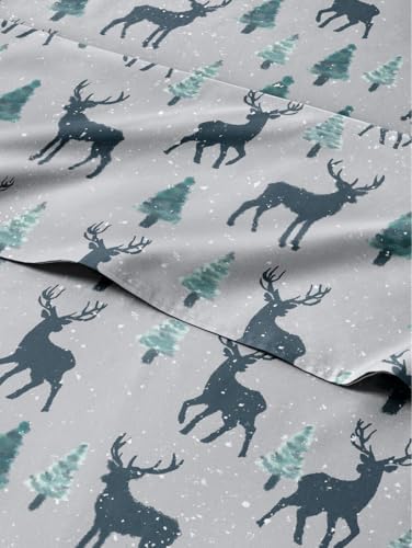 Christmas Sheet Set, Christmas Reindeer, Holiday Xmas Bedding Set - Queen
