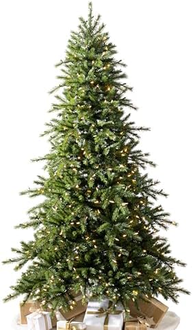 Balsam Hill Norwegian Grand Fir - Traditional Slim Artificial Christmas Tree with Classic Needle Foliage, LED Clear, 7'