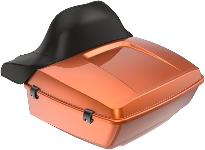 Advanblack Motorcycle King Trunk Tour Trunk Pack Luggage +Wrap-Around Backrest Pad for '97-'24 Harley Touring/Softail