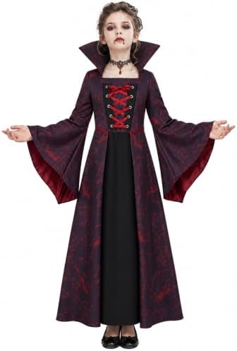 Vampire Costume for Girls, Gothic Victorian Vampiress Dress Set