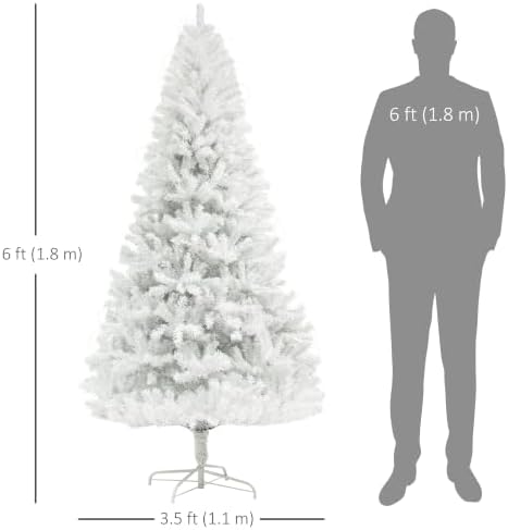 HOMCOM 6ft Tall Artificial Christmas Tree Unlit Auto Open White