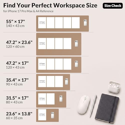 AFIING Cork Desk Mat, Dark Apricot, 35.4" x 17", Desk Pad Protector
