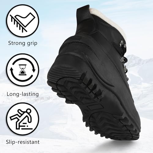riemot Women's Men's Winter Ankle Boots Waterproof Outdoor Snow Boot Warm Fur Lined Comfortable Non-slip Lace-up Booties for Walking Hiking Trekking Camping Skiing US5-14