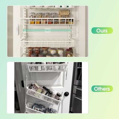 Mefirt 12 Inch Wide Narrow Over The Door Pantry Organizer 6-Tier Black