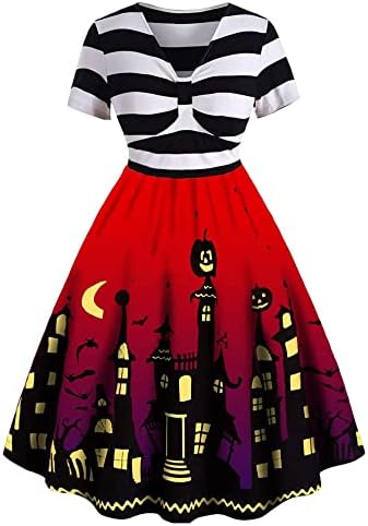 ZEZCLO Women's Plus Size Halloween Dress Pumpkin Halloween Costume Dresses
