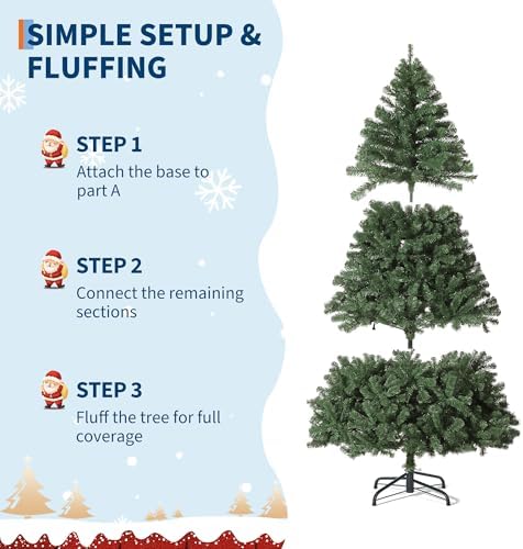7.5ft Quality Artificial Christmas Tree with 1450 Realistic Spruce Advice, Hinged Metal Construction & Collapsible Stand – Green Holiday Decor for Home, Office, Party - 7.5FT