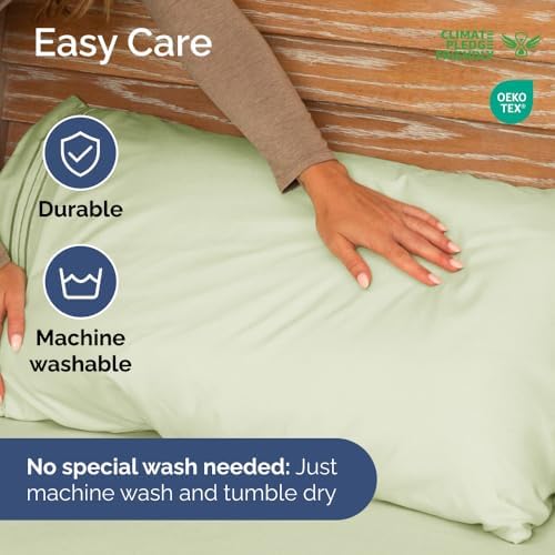 Short Queen Size 4 Piece Bed Sheet Set - RV Short Queen - Light Sage Green