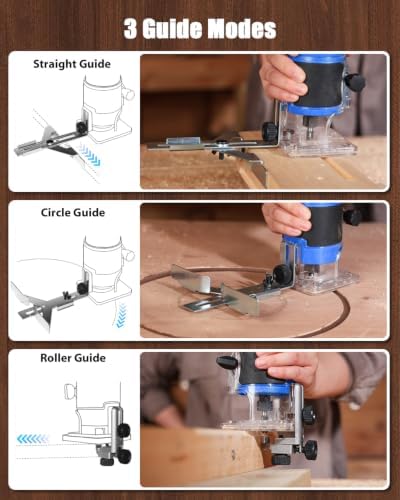 AVID POWER Compact Wood Router Tool for Woodworking 630W 5.3 Amp, Trim Bits