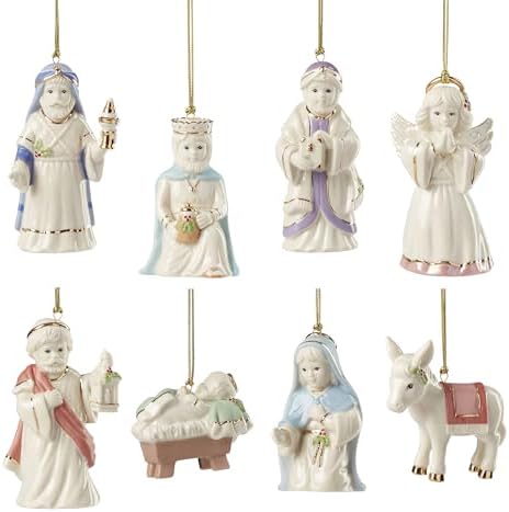 Lenox First Blessings Nativity 8-Piece Christmas Hanging Ornament Set