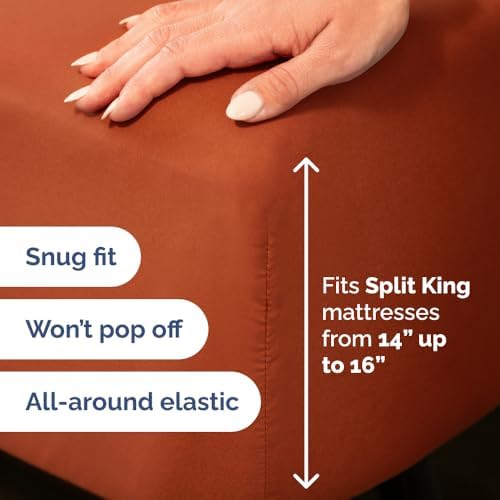 Flex Top Split Head King 4 Piece Sheet Set - Soft & Breathable - Terracotta