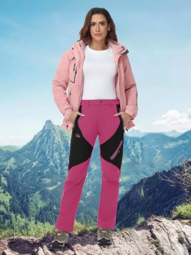 YSENTO Women's Hiking Pants Fleece Lined Winter Waterproof Insulated Snow Ski Work