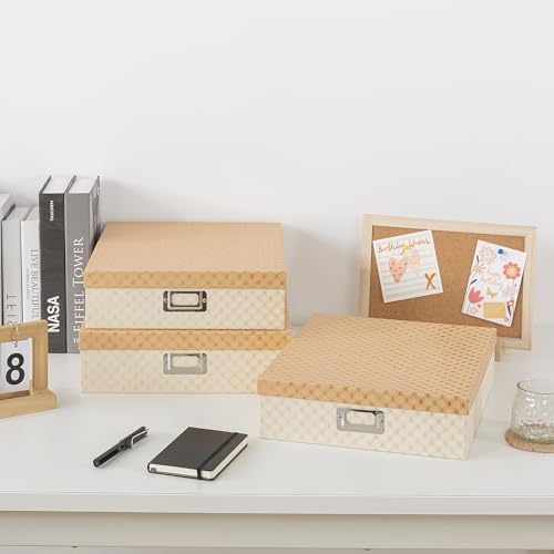 Soul & Lane - Geometric Check Scrapbook Storage Boxes with Lids, Set of 3