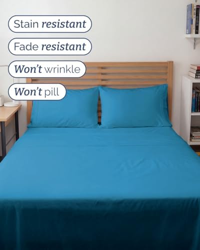 Full XL Sheets - 4 Piece Full XL Sheet Set - Cool & Breathable - Denim Blue