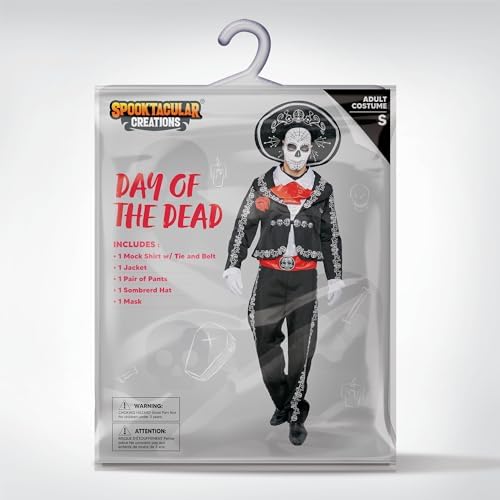 Spooktacular Creations Halloween Mens Day of The Dead Costume, Mariachis Skeleton Costume
