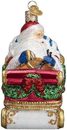 Old World Christmas Santa in Sleigh Glass Blown Ornament for Christmas Tree, Handcrafted Holiday Decoration, Santa Collection