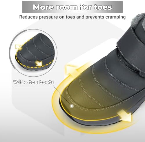 FitVille Snow Boots for men Winter Shoes Fur Lining Waterproof Extra Wide Boots for Men Heat Lock Technology for Outdoor