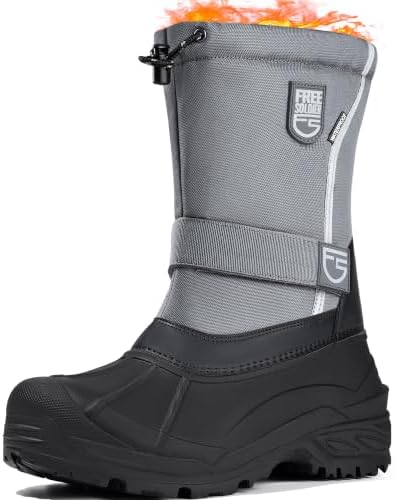 FREE SOLDIER Mens Snow Boots Insulated Nonslip Outdoor Ankle Cold Weather Boots