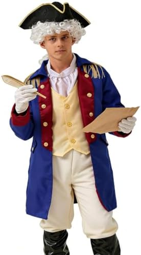 OEBLD George Washington Costume Adult Colonial Men Colonial Deluxe Wax Museum Project