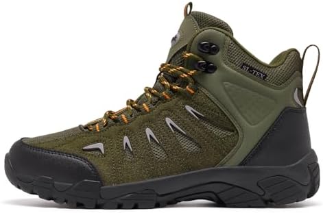 SHULOOK Men's Waterproof Hiking Boots Non-Slip Lightweight Mid Top Ankle Boot Breathable Hiker Trekking Shoes