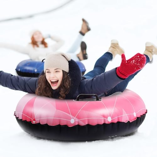 Poen 4 Pack Snow Sled Tube 36 Inch Inflatable with Handles,Vibrant