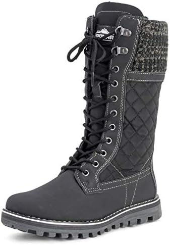 POLAR Womens Faux Fur Warm Thermal Waterproof Outdoor Walking Snow Winter Rubber Sole Calf Boots