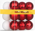 Red & White 1.6" Small Christmas Balls Christmas Tree Decoration Ornaments Shatterproof Hanging Balls for Birthday Halloween Holiday Wedding Decorations Set of 18pcs