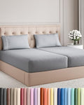 Split King Size 5 Piece Sheet Set - Comfy Breathable & Cooling - Steel Blue