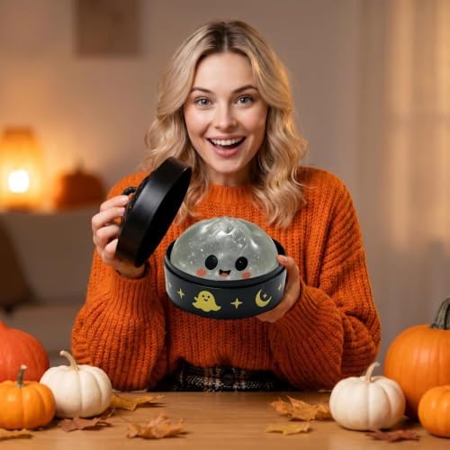 Halloween Spooky Pumpkin Stress Ball Squeeze Toy for Adults, Slow Rise Glitter DumplingSpooky Ghost Decorations, Halloween Cute Pumpkin Squeeze Fidget Toy for Stress Anxiety Relief(White Smile)