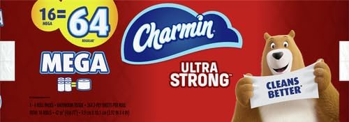 Charmin Ultra Strong Toilet Paper, 16 Mega Rolls = 64 Regular Rolls