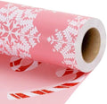 LaRibbons Pink Christmas Wrapping Paper, Reversible Snowflake & Candy Cane