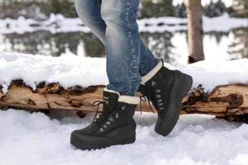 riemot Women's Men's Winter Ankle Boots Waterproof Outdoor Snow Boot Warm Fur Lined Comfortable Non-slip Lace-up Booties for Walking Hiking Trekking Camping Skiing US5-14