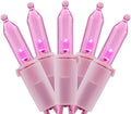 YULETIME 200 Pink LED Christmas Lights, 66 ft Brown Wire UL String Light