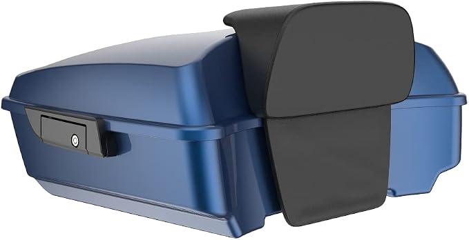 Advanblack Road Glide Tour Trunk Pack Dark Blue Pearl Chopped Tour Trunk Pack Backrest Pad for '97-'25 Harley Touring Road King Street Glide Electra Glide CVO models