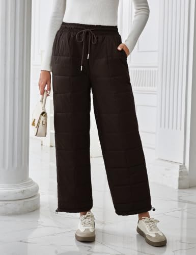 Flygo Women Winter Pants Lightweight Quilted Puffy Baggy Snow Pants