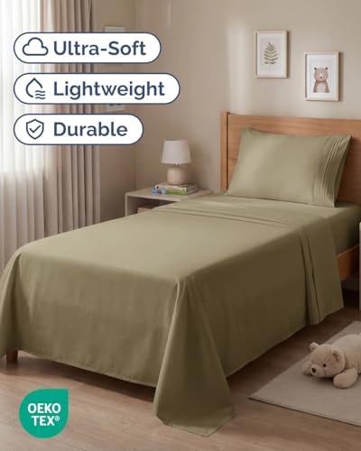Twin Size 3 Piece Sheet Set - Comfy Breathable & Cooling Sheets - Khaki