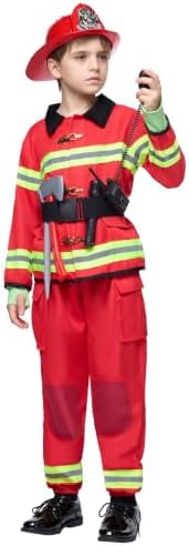 Spooktacular Creations Halloween 14PCS Firefighter Costume for Kids, Boys Fireman Costume with Toys Set for Toddler RolePlay