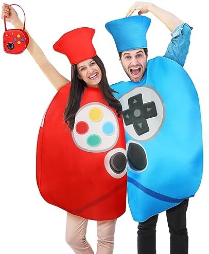 Ramede 6 Pcs Halloween Couple Costumes for Adult Game Controller
