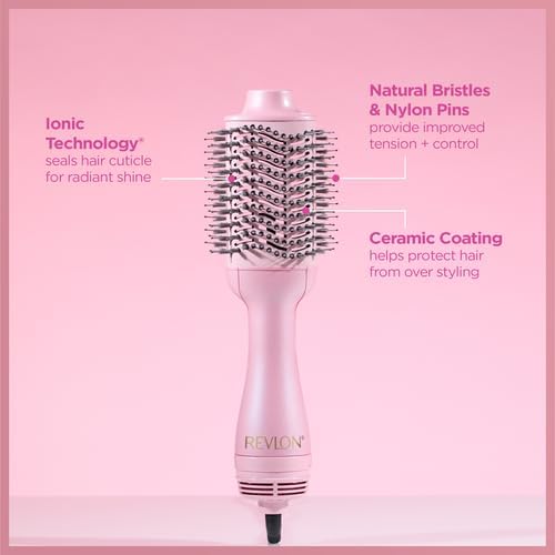 REVLON One-Step Volumizer Hair Dryer and Styler for Easy Salon-Style Blowouts, Revlon Blow Dry Brush for All Hair Types and Lengths, 10th Anniversary Pink Fizz (Limited Edition)