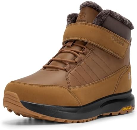 FitVille Wide Width Mens Winter Boots Fur Lined Extra Wide Snow Boot Lightweight Non Slip Outdoor Mens Diabetic Shoes for Flat Feet