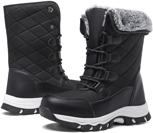 Women's Winter Snow Boots Waterproof Warm Lace Up Mid-Calf Booties