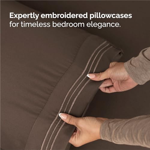 King Size 4 Piece Sheet Set - Comfy Breathable & Cooling Sheets - Brown