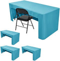 HolidayIdeas 4-Pack 6ft Open Back Fitted Tablecloths for Craft Shows Teal