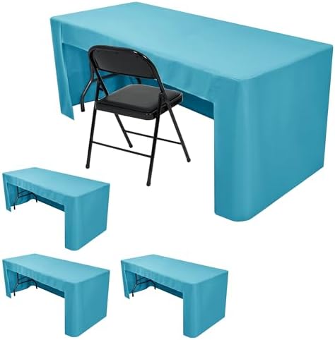 HolidayIdeas 4-Pack 6ft Open Back Fitted Tablecloths for Craft Shows Teal