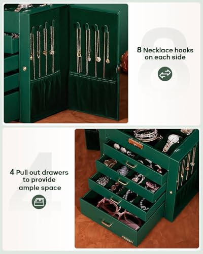 Homde Large Jewelry Box for Women: 5-Layer Organizer with Lock for Dresser