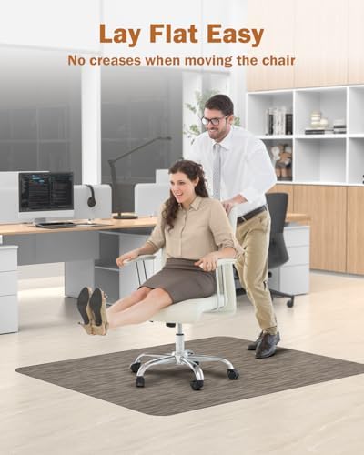 Blvornl Office Chair Mat for Hardwood Floor, 50"*63" Desk Computer Chair Mat for Hard Wood, Large Anti-Slip Hard Floor Protector for Rolling Chair, PVC Desk Rug for Office Dark Brown