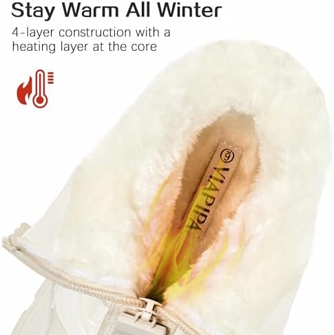 Women's Warm Insulated Fashion Winter Boots, Mid-Calf Waterproof Snow Boots