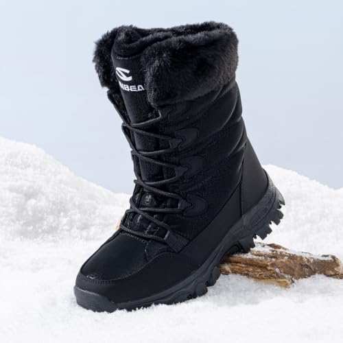 HOBIBEAR Women's Waterproof Winter Snow Boots Lightweight Warm Faux Fur Lined Mid-Calf Booties