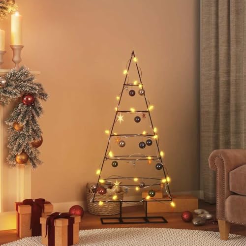 Metal Christmas Tree, Modern DIY Holiday Decor, Black, 49.21 in