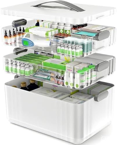ARSTPEOE 3-Tier Medicine Organizer - Portable Medicine Cabinet with Handle